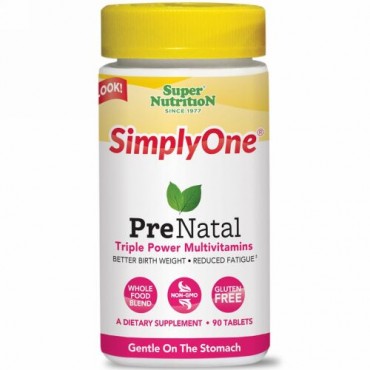 Super Nutrition, SimplyOne、プリネータル、トリプルパワー・マルチビタミン、90錠