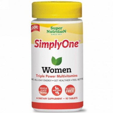 Super Nutrition, SimplyOne（シンプリーワン）、女性用、トリプルパワーマルチビタミン、90粒