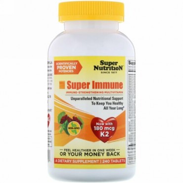 Super Nutrition, スーパー 免疫、 免疫強化 マルチビタミン、 240タブレット