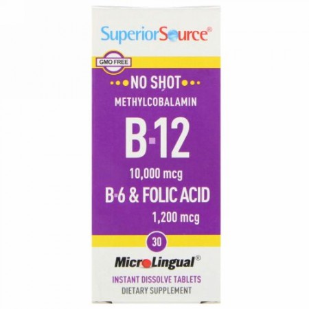 Superior Source, B-12, B-6 & Folic Acid, 30 MicroLingual Instant Dissolve Tablets (Discontinued Item)