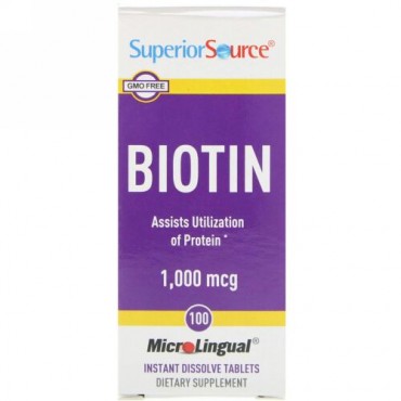 Superior Source, バイオチン, 1000 mcg, マイクロリンガル 即溶性錠剤 100錠 (Discontinued Item)
