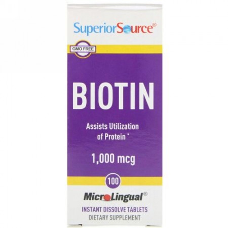 Superior Source, バイオチン, 1000 mcg, マイクロリンガル 即溶性錠剤 100錠 (Discontinued Item)