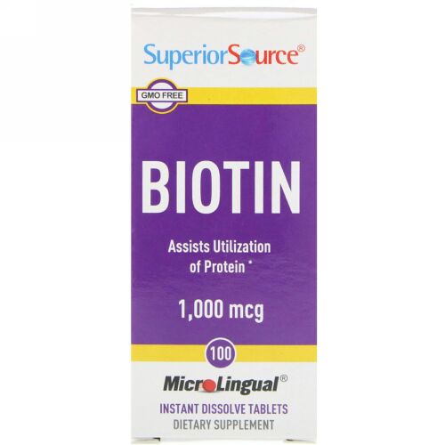Superior Source, バイオチン, 1000 mcg, マイクロリンガル 即溶性錠剤 100錠 (Discontinued Item)