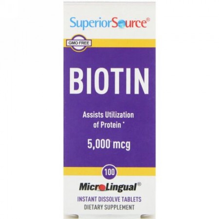 Superior Source, Biotin, 5,000 mcg, 100 Tablets (Discontinued Item)