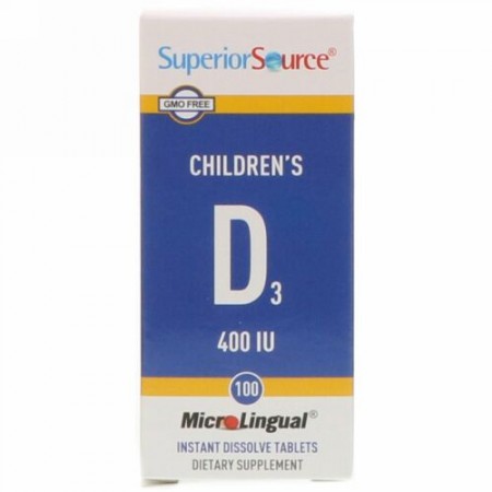 Superior Source, 子供用D3、400 IU、マイクロリンガル即溶性錠剤100錠