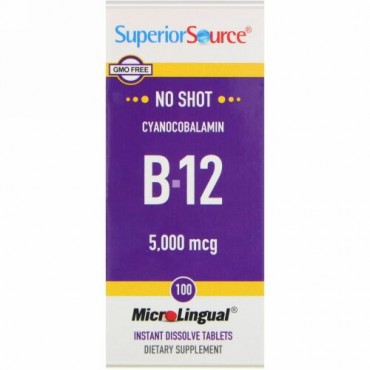 Superior Source, Cyanocobalamin B-12, 5,000 mcg, 100 Tablets (Discontinued Item)