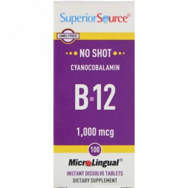 Superior Source, Cyanocobalamin B12, 1,000 mcg, 100 Tablets