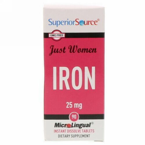 Superior Source, ジャスト・ウィメン、鉄分、25mg、瞬時に溶けるマイクロリンガル錠剤90錠