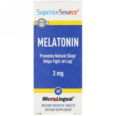Superior Source, メラトニン、3 mg、60 錠