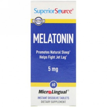 Superior Source, マイクロリンガル（MicroLingual）、メラトニン、5 mg、即効性錠剤 60 錠