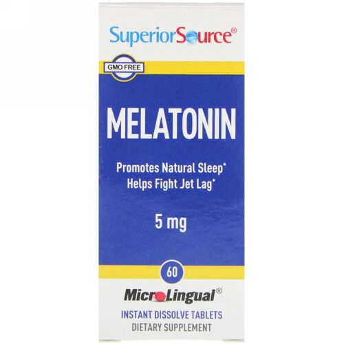 Superior Source, マイクロリンガル（MicroLingual）、メラトニン、5 mg、即効性錠剤 60 錠