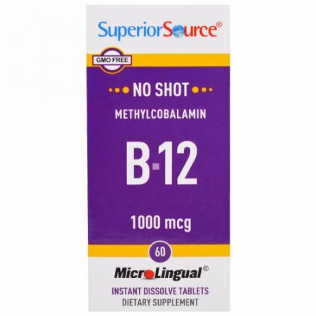 Superior Source, メチルコバラミンB-12、1000mcg、マイクロリンガル即溶性タブレット60粒