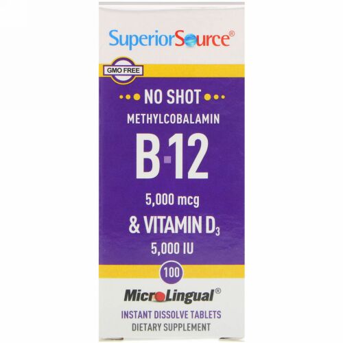 Superior Source, Methylcobalamin B-12 & Vitamin D3, 100 Tablets (Discontinued Item)