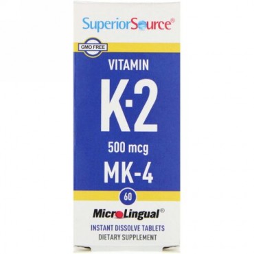 Superior Source, ビタミン K2, 500 mcg, マイクロリンガル 即溶性錠剤　60錠