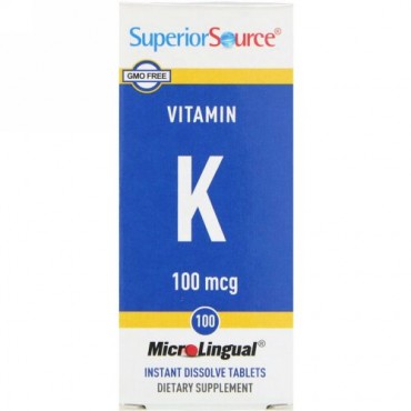 Superior Source, ビタミン K, 100 mcg, マイクロリンガル 即溶性錠剤 100錠 (Discontinued Item)