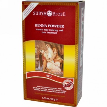 Surya Brasil, ヘナ パウダー、ナチュラルヘアカラー・ヘアトリートメント、レッド、1.76 oz (50 g) (Discontinued Item)