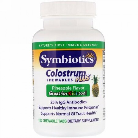 Symbiotics, コロストラムプラス、パイナップル味、チュアブル、120 チュアブル