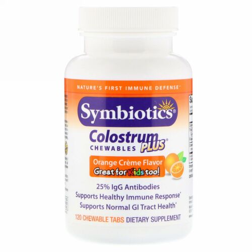 Symbiotics, 初乳プラス, オレンジクリーム風味, 120錠（チュアブル）