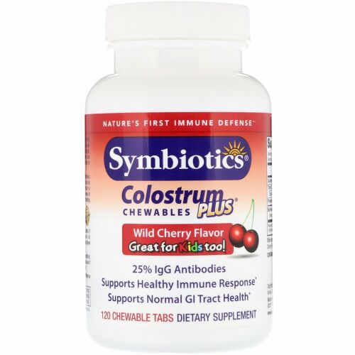Symbiotics, 初乳チュアブルプラス, 野生のチェリー風味, 120錠（チュアブル）