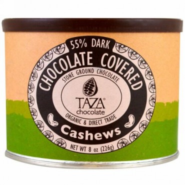 Taza Chocolate, オーガニック、55%ダークストーングランドチョコレート、チョココーティングしたカシューナッツ、8 oz (226 g) (Discontinued Item)