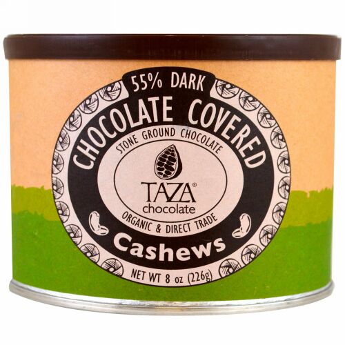 Taza Chocolate, オーガニック、55%ダークストーングランドチョコレート、チョココーティングしたカシューナッツ、8 oz (226 g) (Discontinued Item)
