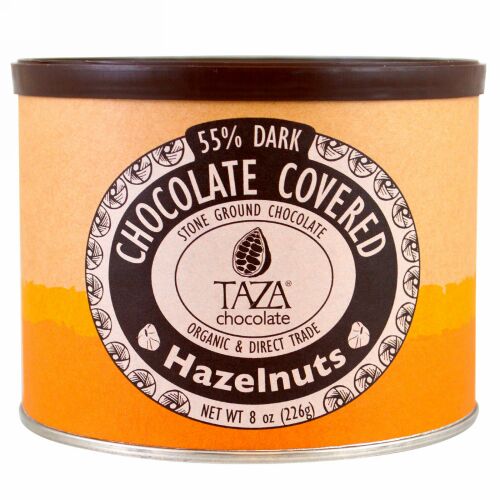 Taza Chocolate, オーガニック、55%ダークストーングランドチョコレート、チョココーティングしたヘーゼルナッツ、 8 oz (226 g) (Discontinued Item)