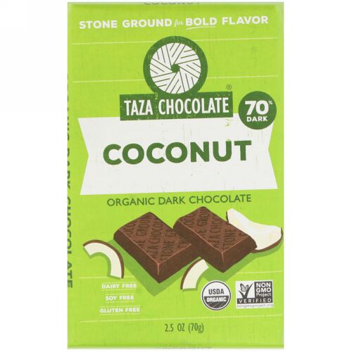 Taza Chocolate, Organic Dark Chocolate, Coconut, 2.5 oz (70 g) (Discontinued Item)