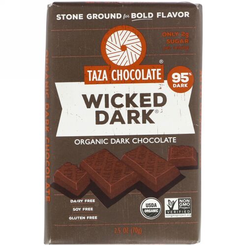 Taza Chocolate, Organic Dark Chocolate, Wicked Dark, 2.5 oz (70 g) (Discontinued Item)