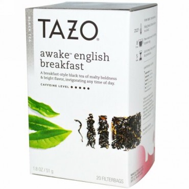 Tazo Teas, アウェイク イングリッシュブレックファースト, ブラックティー, 20 フィルターバッグ, 1.8 oz (51 g) (Discontinued Item)