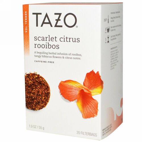 Tazo Teas, ハーブティー, スカーレットシトラス　ルイボス, カフェインフリー, フィルターバッグ20袋, 1.9オンス (55 g) (Discontinued Item)
