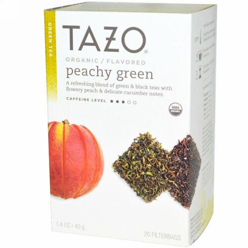 Tazo Teas, オーガニック, 緑茶, ピーチーグリーンフレーバー, フィルターバッグ 20袋, 1.4 オンス (40 g) (Discontinued Item)
