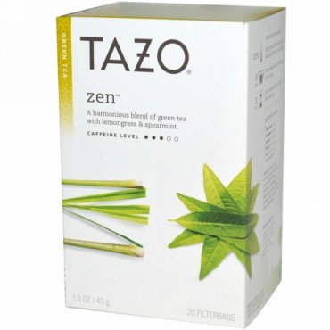Tazo Teas, 禅、グリーンティー、 フィルターバッグ20個、 1.5 オンス (43 g) (Discontinued Item)