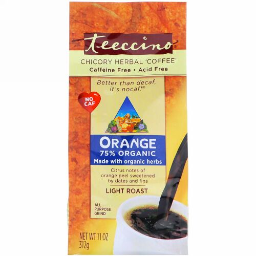 Teeccino, チコリハーブ「コーヒー」、オレンジ、ライトロースト、カフェインフリー、 11 oz (312 g)