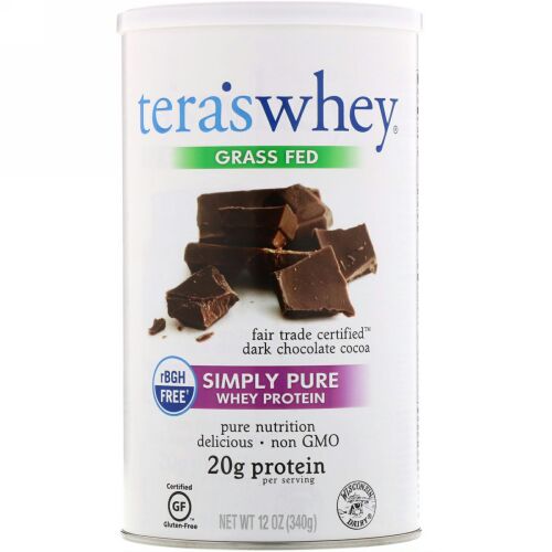 Tera's Whey, 牧草飼育、シンプルに高純度のホエイタンパク質、フェアトレードダークチョコレートカカオ、340g（12オンス）