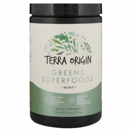 Terra Origin, Greens Superfoods, Mint, 9.5 oz (270 g) (Discontinued Item)