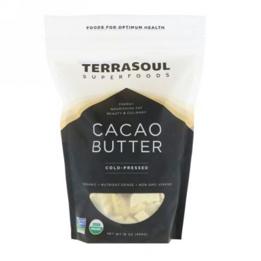 Terrasoul Superfoods, カカオバター、コールドプレス、16オンス (454 g) (Discontinued Item)