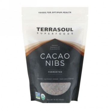 Terrasoul Superfoods, カカオニブズ（Cacao Nibs）、発酵済み 、16オンス(454 g) (Discontinued Item)