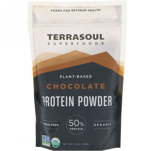 Terrasoul Superfoods, Plant-Based, Chocolate, Protein Powder, 12 oz (340 g) (Discontinued Item)