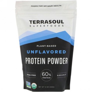 Terrasoul Superfoods, Plant-Based, Unflavored, Protein Powder, 12 oz (340 g) (Discontinued Item)