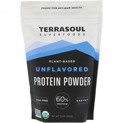 Terrasoul Superfoods, Plant-Based, Unflavored, Protein Powder, 12 oz (340 g) (Discontinued Item)