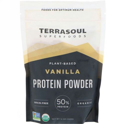 Terrasoul Superfoods, 植物由来プロテインパウダー、バニラ、12 oz (340 g) (Discontinued Item)
