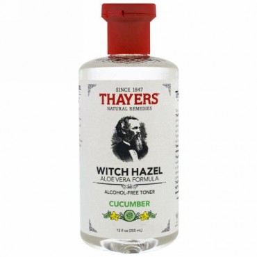 Thayers, ウィッチヘーゼル、アルコールフリートナー、アロエベラフォーミュラ、キューカンバー、12 fl oz (355 ml) (Discontinued Item)
