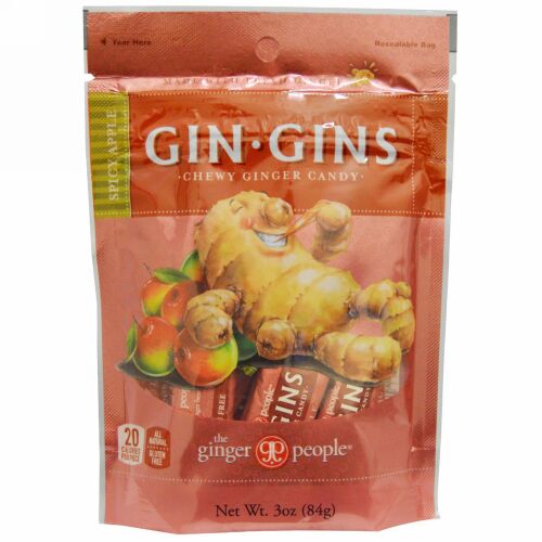 The Ginger People, Gin·Gins、チュイジージンジャーキャンディー、スパイシーアップル、 3 oz (84 g)