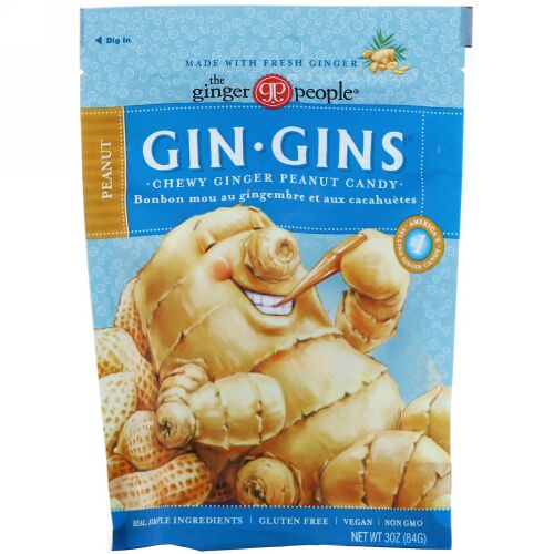 The Ginger People, Gin Gins, Chewy Ginger Peanut Candy, 3 oz (84 g) (Discontinued Item)