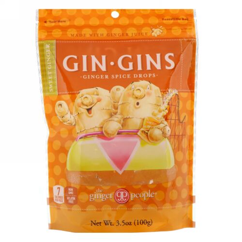 The Ginger People, Gin Gins、ジンジャースパイスドロップス、スイートジンジャー、3.5オンス (100 g) (Discontinued Item)