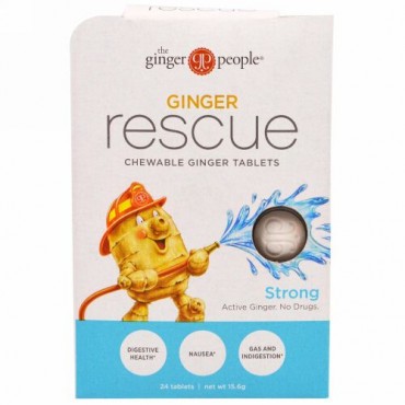 The Ginger People, ジンジャーレスキュー、チュアブルジンジャータブレット、強力、24錠（15.6 g）