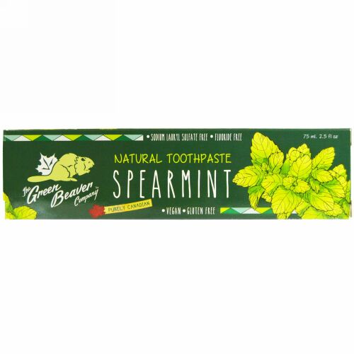 The Green Beaver, ナチュラルトゥースペースト、スペアミント、2.5液量オンス (75 ml) (Discontinued Item)