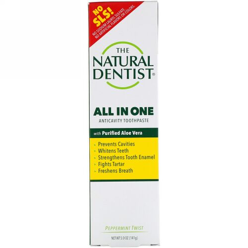 The Natural Dentist, All In One, Anticavity Toothpaste with Purified Aloe Vera, Peppermint Twist, 5.0 oz (142 g) (Discontinued Item)