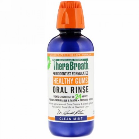 TheraBreath, 健康な歯茎口内洗浄、クリーンミントフレーバー、16液量オンス (473 ml)
