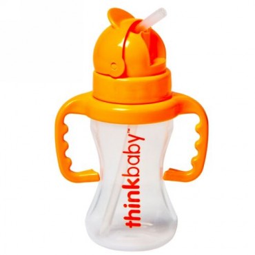 Think, Thinkster、ストロー・ボトル、オレンジ、ステージ D、 9 fl oz (260 ml) (Discontinued Item)